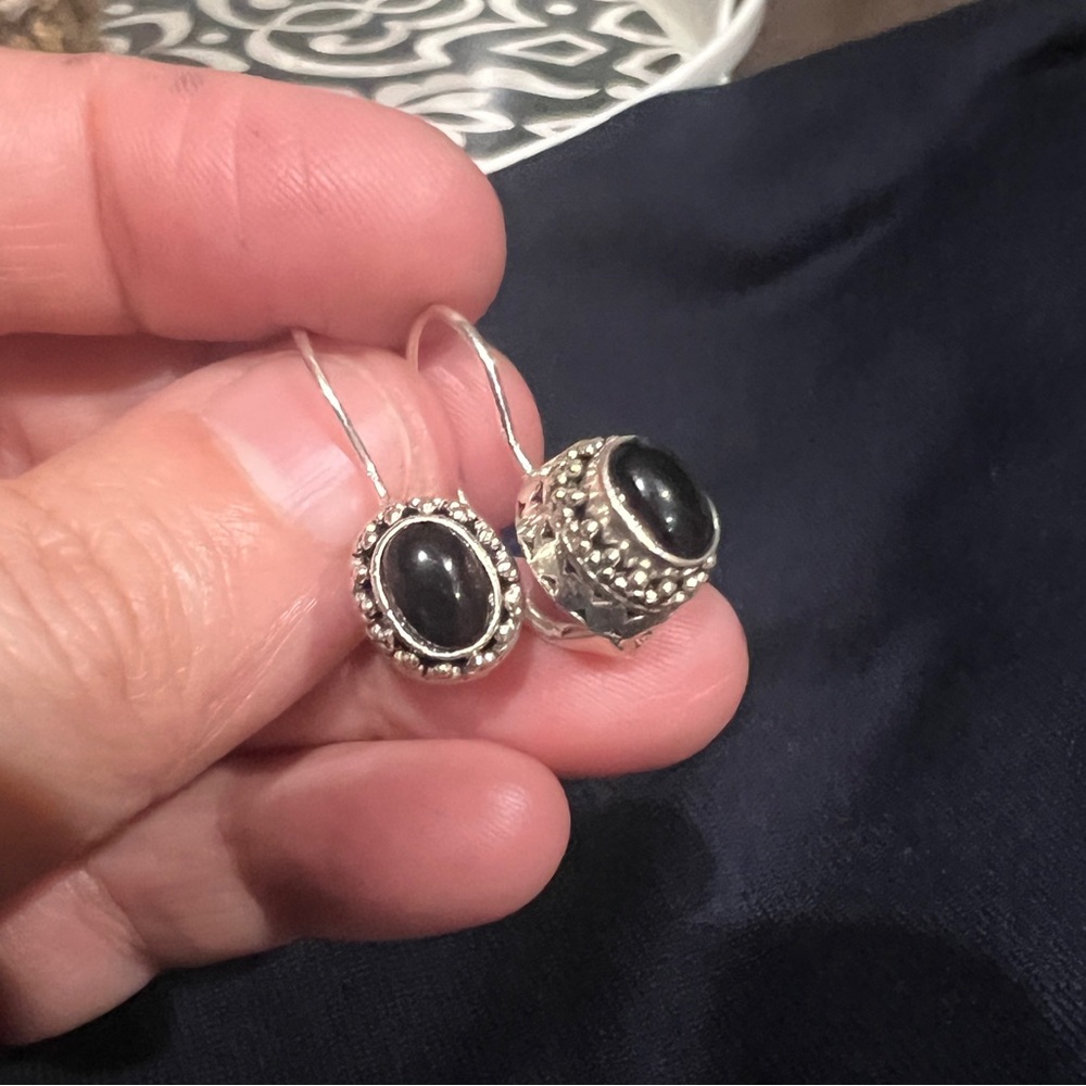 Genuine Black Onyx Sterling Silver earrings